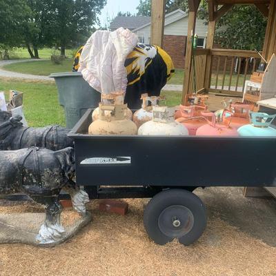 Vintage Concrete horses with Craftman trailer