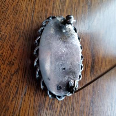Vintage Tourmaline Agate Brooch