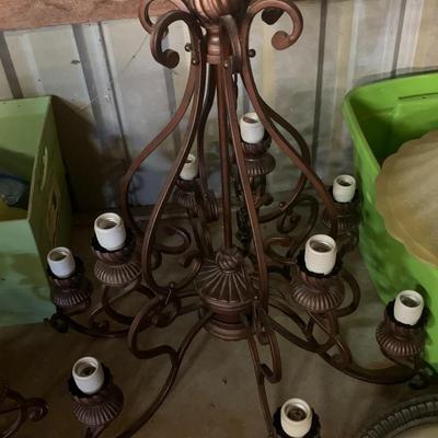 Nice 9 light bronze chandelier globes included