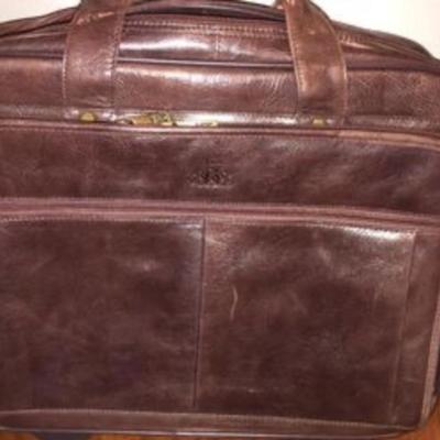 Rowallen of Scotland solid leather briefcase-used once-with rolling pull out handle
