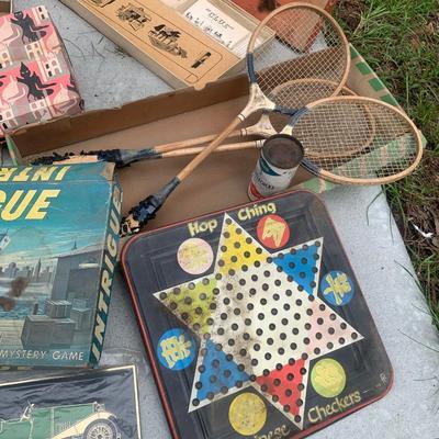 Vintage board games- Clue, Intrigue, Pachisi & Badminton