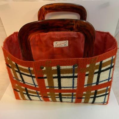 Vintage Knit Basket or Bag - 14â€ x 12â€ x 7â€