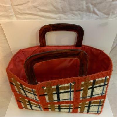 Vintage Knit Basket or Bag - 14â€ x 12â€ x 7â€