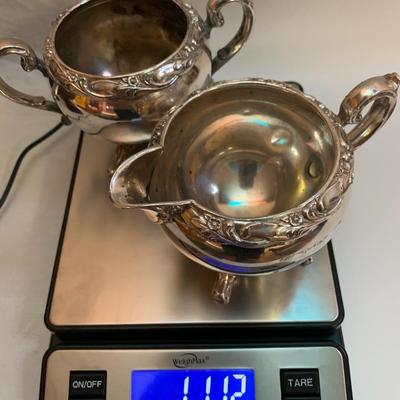 Rogers and Bro Exquisite Silver plated Creamer and Sugar Bowl Trade Mark 4604 & 4605 - each 6â€ wide x 4â€ high approx