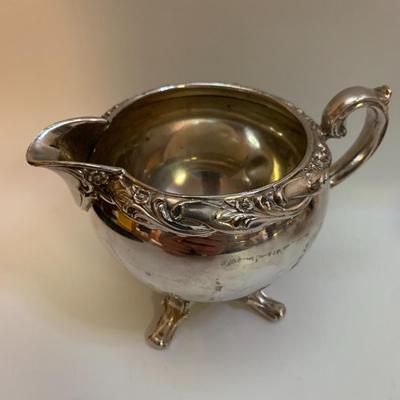 Rogers and Bro Exquisite Silver plated Creamer and Sugar Bowl Trade Mark 4604 & 4605 - each 6â€ wide x 4â€ high approx