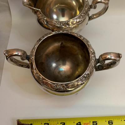 Rogers and Bro Exquisite Silver plated Creamer and Sugar Bowl Trade Mark 4604 & 4605 - each 6â€ wide x 4â€ high approx