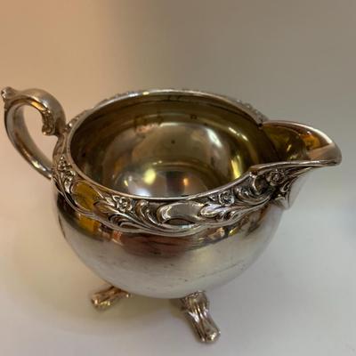 Rogers and Bro Exquisite Silver plated Creamer and Sugar Bowl Trade Mark 4604 & 4605 - each 6â€ wide x 4â€ high approx