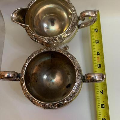 Rogers and Bro Exquisite Silver plated Creamer and Sugar Bowl Trade Mark 4604 & 4605 - each 6â€ wide x 4â€ high approx