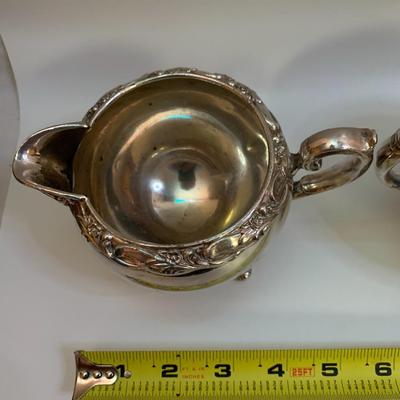 Rogers and Bro Exquisite Silver plated Creamer and Sugar Bowl Trade Mark 4604 & 4605 - each 6â€ wide x 4â€ high approx