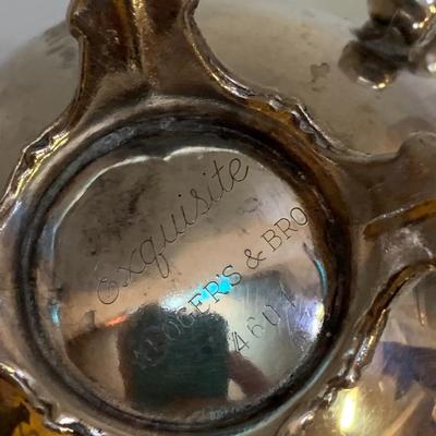 Rogers and Bro Exquisite Silver plated Creamer and Sugar Bowl Trade Mark 4604 & 4605 - each 6â€ wide x 4â€ high approx