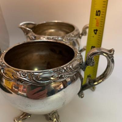 Rogers and Bro Exquisite Silver plated Creamer and Sugar Bowl Trade Mark 4604 & 4605 - each 6â€ wide x 4â€ high approx