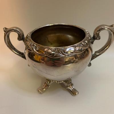 Rogers and Bro Exquisite Silver plated Creamer and Sugar Bowl Trade Mark 4604 & 4605 - each 6â€ wide x 4â€ high approx