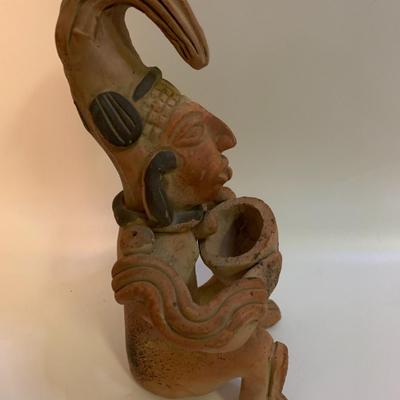Vintage Aztec Inca Mayan Mexico Folk Art Pottery Clay Terracotta Figure - 8.5â€ tall x 5.5â€ wide approx