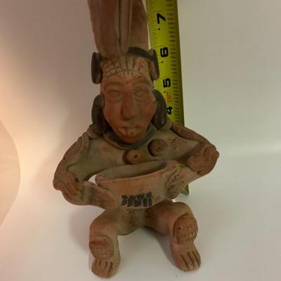 Vintage Aztec Inca Mayan Mexico Folk Art Pottery Clay Terracotta Figure - 8.5â€ tall x 5.5â€ wide approx