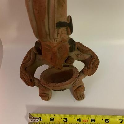 Vintage Aztec Inca Mayan Mexico Folk Art Pottery Clay Terracotta Figure - 8.5â€ tall x 5.5â€ wide approx