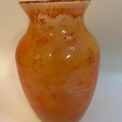 Orange Glass Vase - 7.5â€ tall x 5â€ wide approx