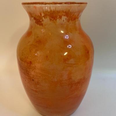 Orange Glass Vase - 7.5â€ tall x 5â€ wide approx