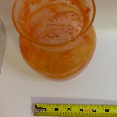 Orange Glass Vase - 7.5â€ tall x 5â€ wide approx
