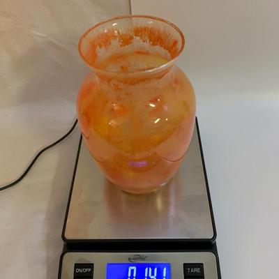 Orange Glass Vase - 7.5â€ tall x 5â€ wide approx