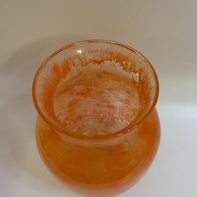 Orange Glass Vase - 7.5â€ tall x 5â€ wide approx