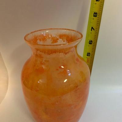Orange Glass Vase - 7.5â€ tall x 5â€ wide approx