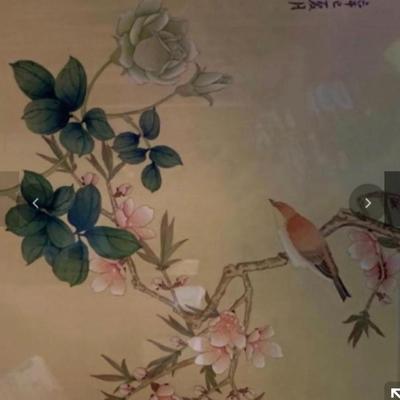 2 Framed Asian Art - Bird, Flowers Leaves & Asian Garden Art 18â€ wide x 22.5â€ high
