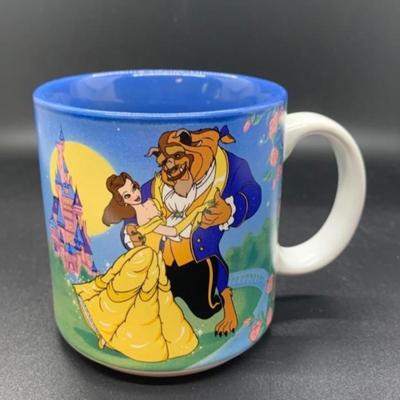 2 Disney Mugs & 1 Plate - Beauty and the Beast & Walt Disney World Official â€œGrandmaâ€ Mug & DISNEY CASTLE 6â€ Decorative...