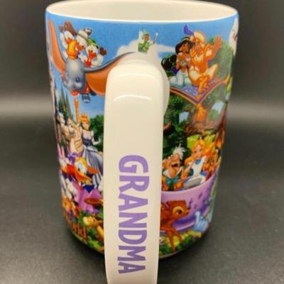 2 Disney Mugs & 1 Plate - Beauty and the Beast & Walt Disney World Official â€œGrandmaâ€ Mug & DISNEY CASTLE 6â€ Decorative...