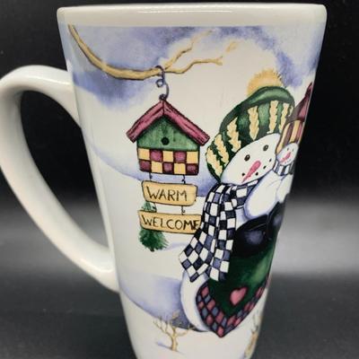 Holiday Warm Welcome â€œSnowed Innâ€ Mug with Snowmen - 6â€ high x 4.5â€ wide approx