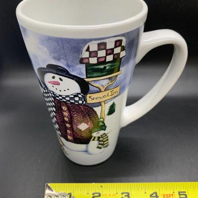 Holiday Warm Welcome â€œSnowed Innâ€ Mug with Snowmen - 6â€ high x 4.5â€ wide approx
