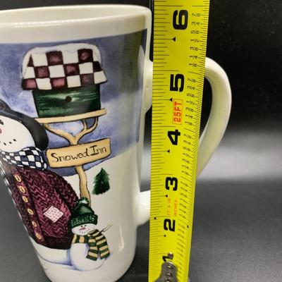 Holiday Warm Welcome â€œSnowed Innâ€ Mug with Snowmen - 6â€ high x 4.5â€ wide approx