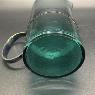 2 Small Pitchers - Vintage Paul Revere Reproduction & Green Glass EPNS Denmark - each 3.5â€ high x 3.5â€ wide approx
