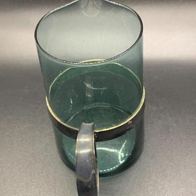 2 Small Pitchers - Vintage Paul Revere Reproduction & Green Glass EPNS Denmark - each 3.5â€ high x 3.5â€ wide approx