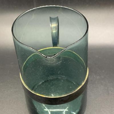2 Small Pitchers - Vintage Paul Revere Reproduction & Green Glass EPNS Denmark - each 3.5â€ high x 3.5â€ wide approx
