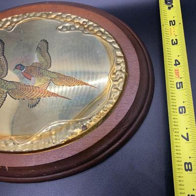 Vintage Pheasant Wood Plaque Wall Art - 10â€ wide x 8.5â€ high approx
