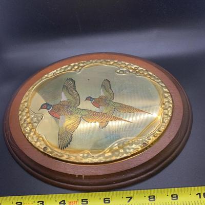 Vintage Pheasant Wood Plaque Wall Art - 10â€ wide x 8.5â€ high approx