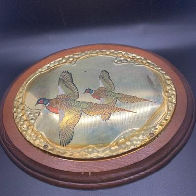 Vintage Pheasant Wood Plaque Wall Art - 10â€ wide x 8.5â€ high approx