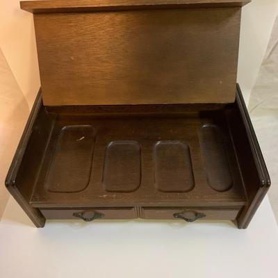 Vintage Nautical Sailboat Brown Wood Jewelry Box Organizer - 12â€ wide x 7â€ deep x 5â€ high approx