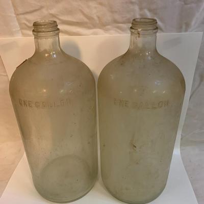 Two Vintage 1 Gallon Glass Jugs New Jersey - 13â€ high x 6â€ wide approx each