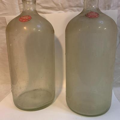 Two Vintage 1 Gallon Glass Jugs New Jersey - 13â€ high x 6â€ wide approx each