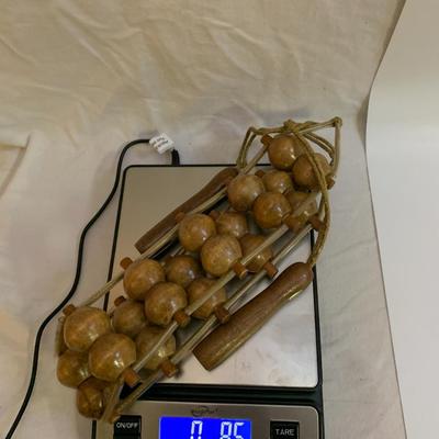 Vintage Wooden Ball Bead Back Roller Massage 2 Handle - 3â€ wide x 48â€ long approx including handles