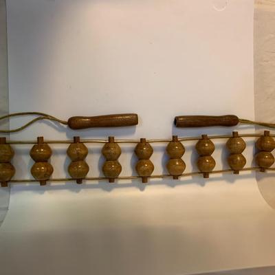 Vintage Wooden Ball Bead Back Roller Massage 2 Handle - 3â€ wide x 48â€ long approx including handles