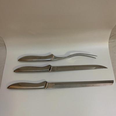 Vintage Walton Stainless Steel 3-Piece Carving Set Hollow Ground Hollow Handle w/ Box - 2 knives 13â€ & 14â€ approx with 12â€ fork...