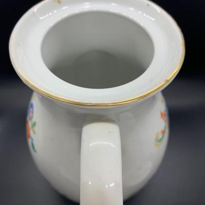 Vintage Ceramic Coffee Tea Pot and creamer - 10.5â€ tall x 7.5â€ wide pot & 5â€ tall x 4â€ wide creamer approx
