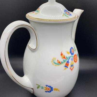 Vintage Ceramic Coffee Tea Pot and creamer - 10.5â€ tall x 7.5â€ wide pot & 5â€ tall x 4â€ wide creamer approx