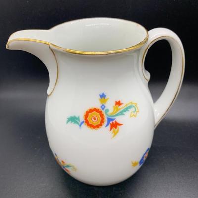 Vintage Ceramic Coffee Tea Pot and creamer - 10.5â€ tall x 7.5â€ wide pot & 5â€ tall x 4â€ wide creamer approx