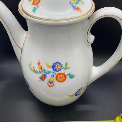 Vintage Ceramic Coffee Tea Pot and creamer - 10.5â€ tall x 7.5â€ wide pot & 5â€ tall x 4â€ wide creamer approx