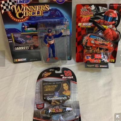3 NASCAR items - 2 cars and 1 Starting Lineup Figure 4.5â€ tall approx