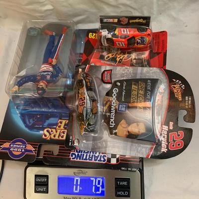 3 NASCAR items - 2 cars and 1 Starting Lineup Figure 4.5â€ tall approx