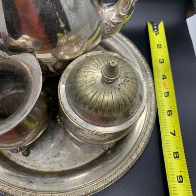Vintage Silver Plated Tea Set with F. B. Rogers Pot, creamer, sugar and tray - See pics